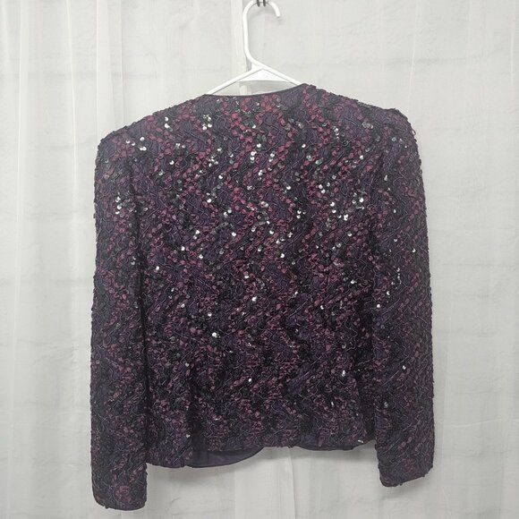 Vintage Nah Nah Purple Ribbon Jacket Evening Formal Sequin Formal Holiday 10 - Picture 5 of 9